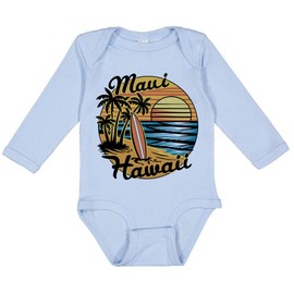 TATY Kids Clipart Maui Long Sleeve Baby Infant One Piece Bodysuit 6 Months Light Blue