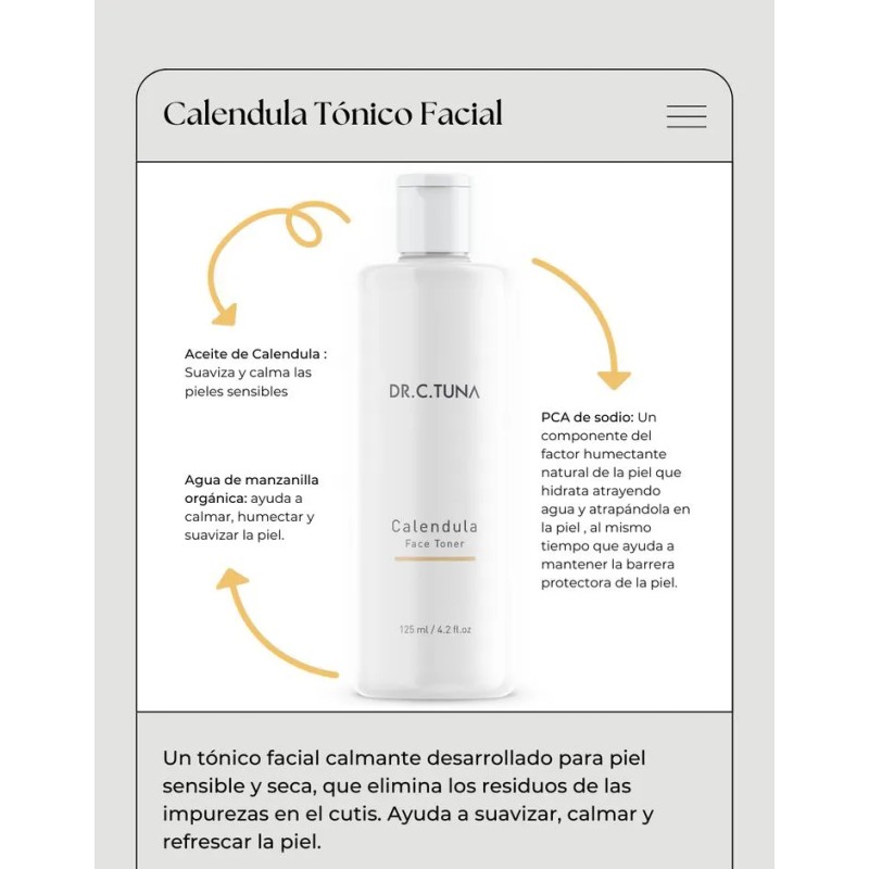 Set Pzas Calendula Crema Facial Tonico Jabón