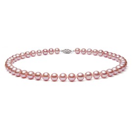 PremiumPearl Pink Freshwater Cultured Pearl Necklace for Women AAAA Quality Sterling Silver Clasp (7-8mm), 17"