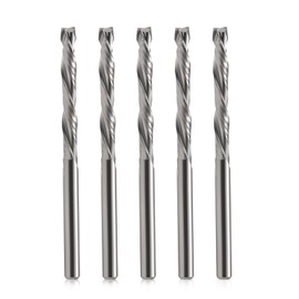 EU_HOZLY 3.175 x 25 mm Up & Down Cut Two Flutes Spiral Carbide Work Tool Cutter for CNC Router Compression Wood Bits Pack of 5