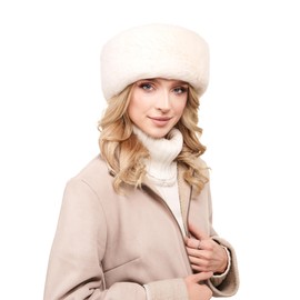 Futrzane Modern Headband - Ladies Winter Fur Headbands - Soft Russian Ear Warmer - Size XL (Ecru Long Modern)