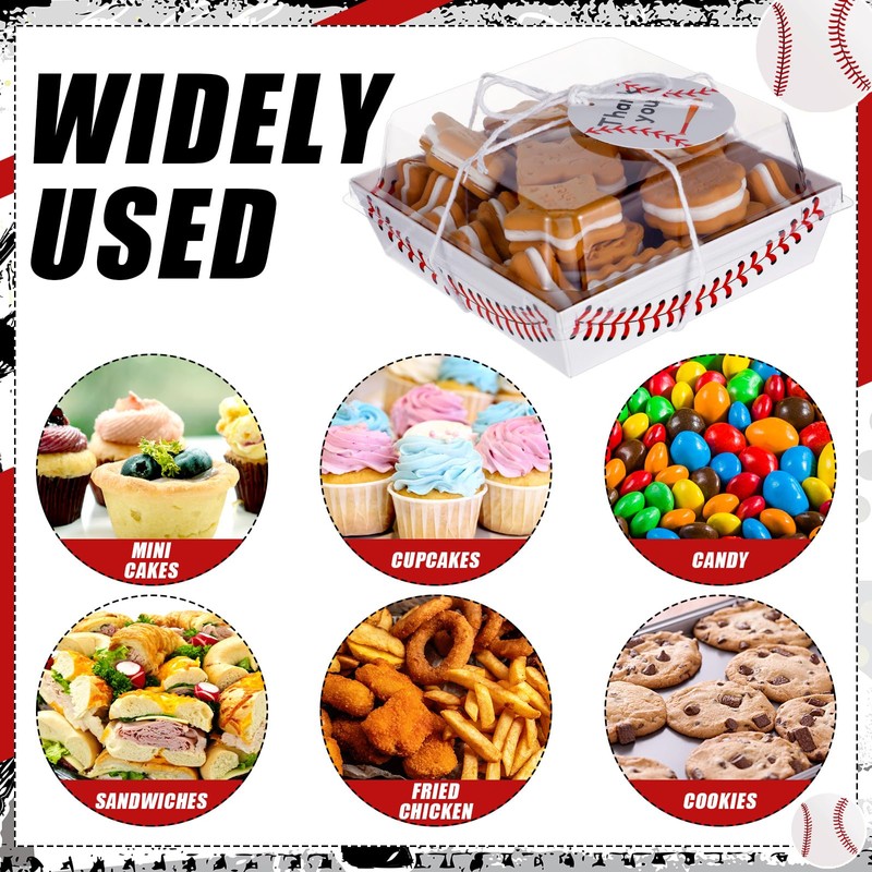 Tioncy 50 Pack Baseball Charcuterie Boxes with Clear Lids and