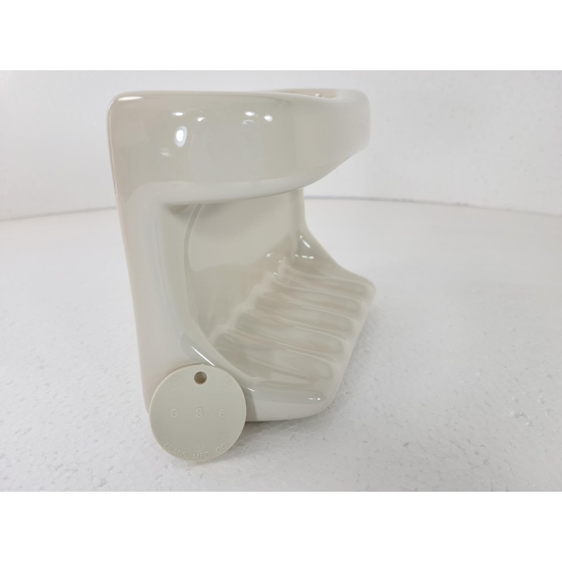 Beige Bone Almond Ceramic Soap Dish Tray Cloth Bar Washcloth