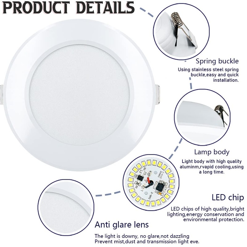 Body-Plus 2 Pack LED Downlights Ceiling, 24w Surface Mounted Panel