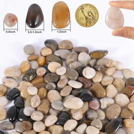 River Rocks Decorative Pebbles - 2.2lb Mixed Color Polished Gravel for Garden Landscaping, Indoor Plants, Aquariums, Succulents, Vases, Fish Tank, Outdoor Flower Beds 0.4-1.2 Inch Ornamental Stones