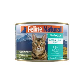 Feline Natural - BPA-Free & Gelatin Free Canned Cat Food - Beef & Hoki, 6oz (12 Pack)