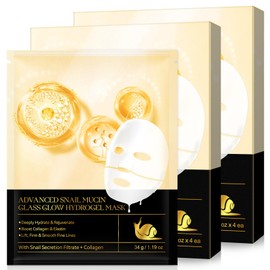 KITNOBLIS Advanced Snail Mucin Glass Glow Hydrogel Mask, Collagen Face Masks Skincare, Collagen Night Wrapping Mask, Snail Mucin Collagen Mask, Korean Facial Masks Skin Care (8 PCS)