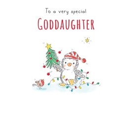 Piccadilly Greetings Christmas Card To a Very Special Goddaughter Penguin - 8 x 6 inches