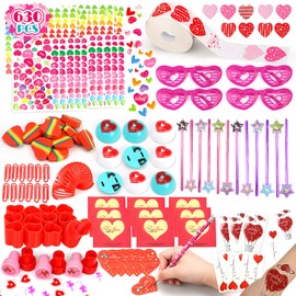 TOY Life 630 Pcs Valentines Gifts for Kids Classroom Valentines Party Favors for Kids Valentines Day Goodie Bags Stuffers with Valentines Day Cards for Kids School Exchange Included Love Stickers