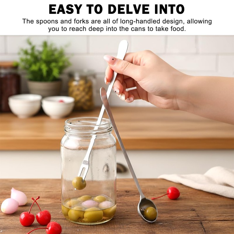 4 Pcs Pickle Fork and Olive Spoon Set for Olives