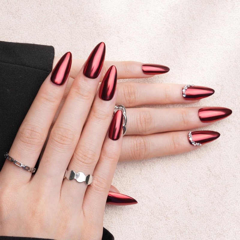 Pretty Diva Christmas Red Chrome Nail Powder, Red Nails Chrome