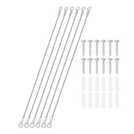 PATIKIL Cabinet Door Restraint Kit 2mm x 30cm, 6 Pack Stainless Steel Flexible Braided Cable Door Hinge Limiter for Limiting Chest Cupboard Door Opening Angle Swing