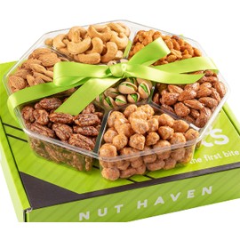 Holiday Christmas Nuts Gift Basket - Assortment of Sweet & Roasted Salted Gourmet Nuts - Assorted Food Gift Box for Christmas, Holiday, Family, Sympathy, Men & Women.