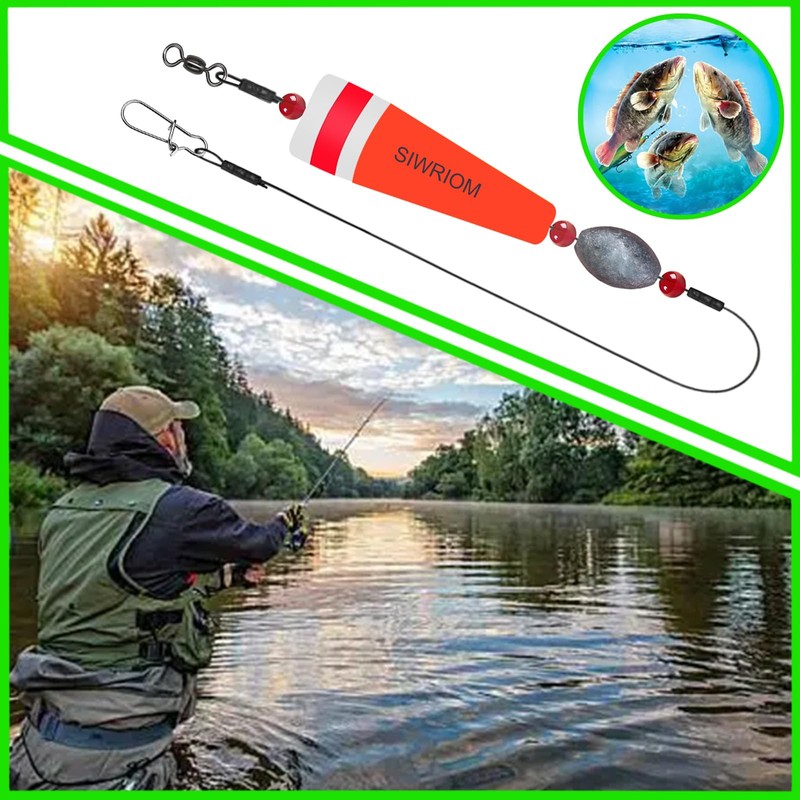 SIWRIOM Popping Cork Float Rig Rattle (1.06oz, Orange-4PCS)