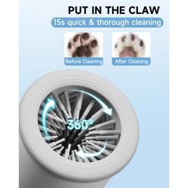 KUEIOX Automatic Dog Paw Cleaner for Dogs，Electric Dog Foot Paw Washer Cup and Massager，2 Speeds for Thorough Cleaning and USB Rechargeable,Pet Paw Feet Cleaner for Small Medium Dogs Cats (White)