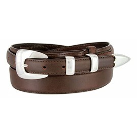 S5354 Silver Mirror Buckle Set Western Oil Tanned Genuine Leather Western Ranger Belt (Brown, 44)