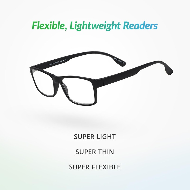 SAV Men’s Flex 2 5029 Reading Glasses - Flexible, Durable,
