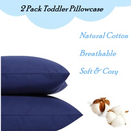 Toddler Cot Bed Pillow Cases, Baby Pillowcase Plain Cotton Soft Pillows Cover Set, Girl Vegan Beeding 2 Pack Navy Pillowcases 40x60 cm for Kids Travel, Nursery Beds, Camping