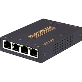 Seco-Larm NS-104UT-MAQ Enforcer 4-Port Unmanaged PoE Switch; Supports up to 10/100B-T; IEEE 802.3X Flow Control; Plug-and-Play Installation; 48/57 VDC; 4 Downlink, 2 Uplink; 55W PoE Capacity