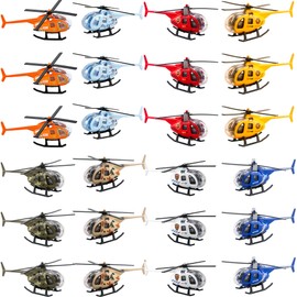 Drayear 24 Pack Diecast Helicopters Small Police Fire Engineering Military Helicopter Model Toy with Spinning Propellers for Kids Birthday Children's Day Gifts Classroom Rewards