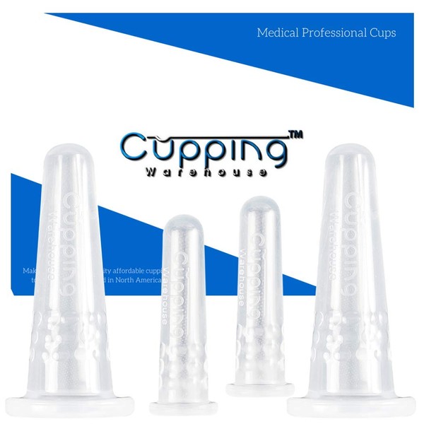 Cupping Warehouse Grip Classic 4 Facial Cupping Set -Professionals and Self Care Home Spa for Face Eyes Lips Neck Scars Lymph Sinus Drainage Anti Aging Wrinkle Reducing Massage Cupping Therapy Sets