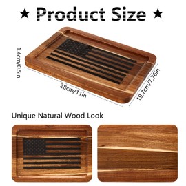 chiazllta American Flag Valet Tray for Men Dump EDC Tray Wood Catch All Organizer for Key Wallet Watches Phones Jewelry Decorative Dump Every Day Carry Bedside Holder Nightstand Table Entryway Holder