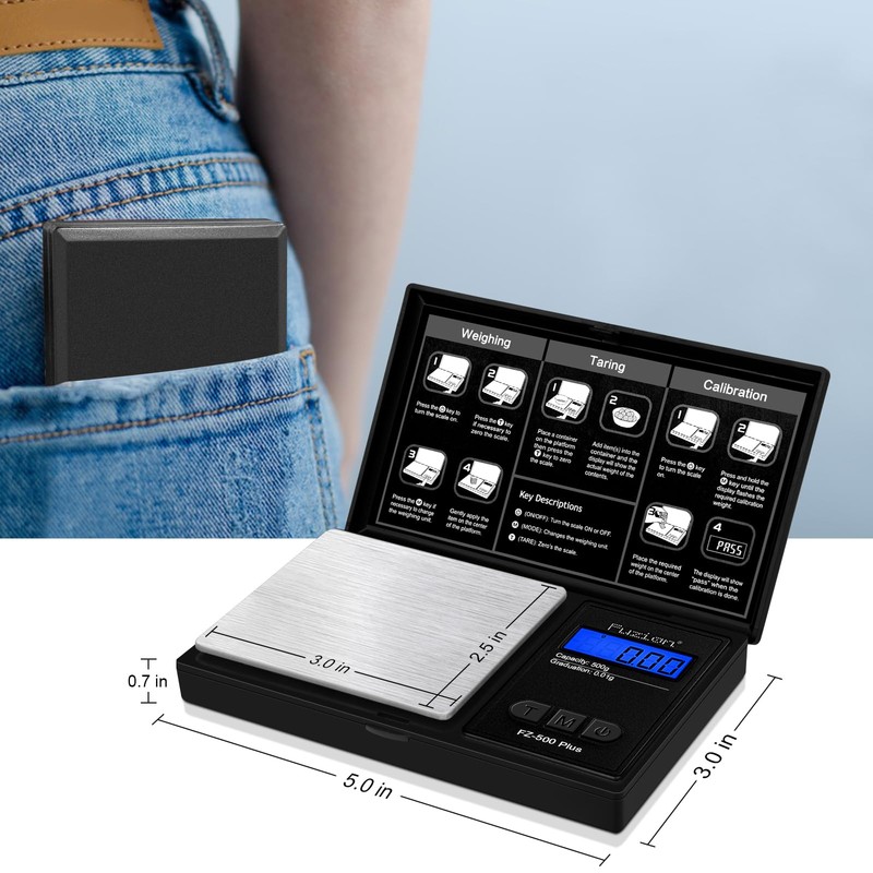 Fuzion Digital Pocket Gram Scale .01 Gram Accuracy, 500g Small