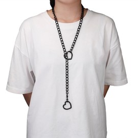 MILAKOO Womens Gothic Necklace Punk Rock Black Chain Choker with Heart Hollow Chunky Y-Necklace Adjustable