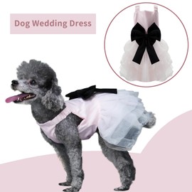 Dog Dress,Pet Wedding Dress Princess Formal Tutu Skirt with Bowknot,Puppy Birthday Party Outfit Apparel Girl for Small Dogs Cats (Pink, Medium)