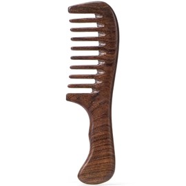 Beomeen Hair Comb Wooden Wide Tooth Combs for Curly, Hair Detangling Natural Sandalwood for Women and Men, Detangles Wet or Dry, Thin, Thick, Wavy or Straight Hair, Scalp Massager, Anti-static, Golden
