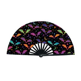 Large Rave Bamboo Folding Clack Hand Fan for Women/Men,Rave Hand Fan Festival Fan Folding Hand Fan Handheld Fan Dance Fan for EDM,Music,Festival,Club,Freaky,Party,Dance,Performance,Decoration,Gift