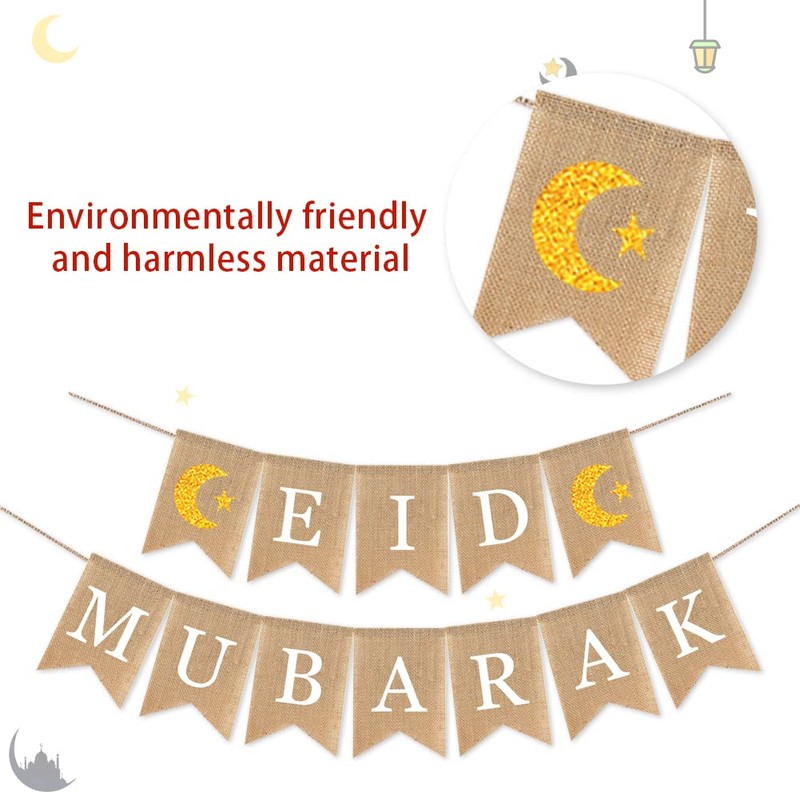 Eid Mubarak Banner Mubarak Party Decoration Ramadan Party Decorations Supplies