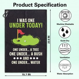 I was One Under Today Funny Printed Golf Towel Gifts for Men Dad