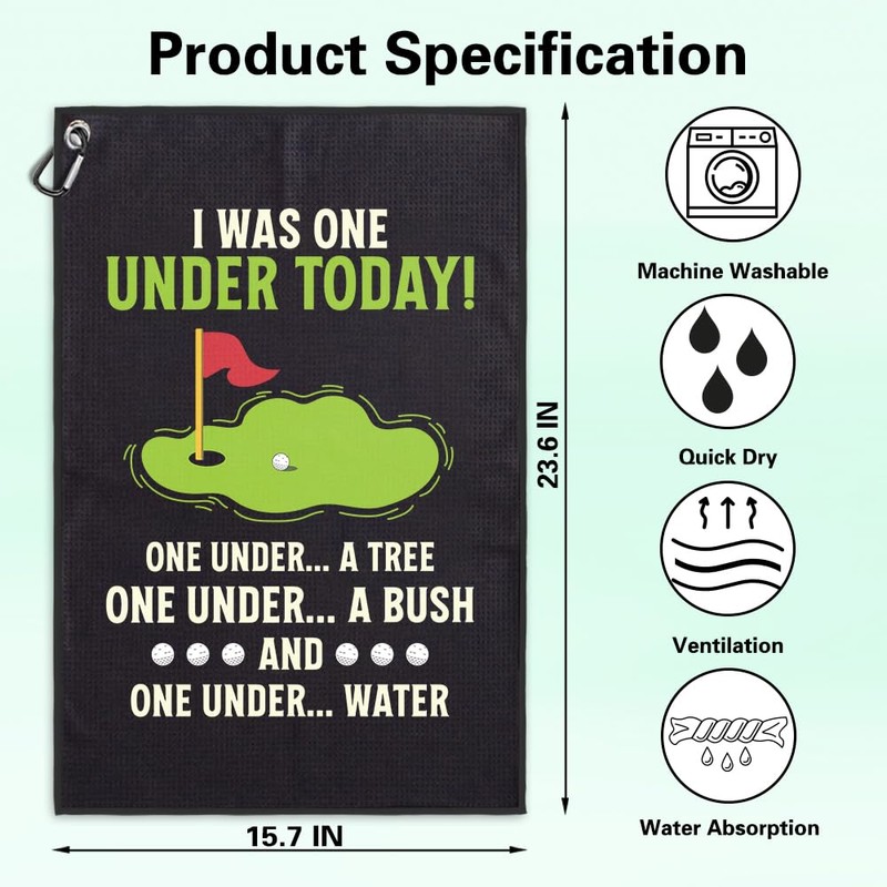 I was One Under Today Funny Printed Golf Towel Gifts