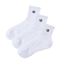 Champion(チャンピオン) Foot Cover Socks 3-Pack Antibacterial and Deodorant with One-Point Logo 3 Pack Short Socks BASKETBALL Champion Accessories C3-XB721S Men's, white