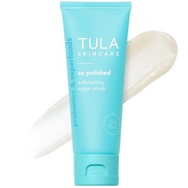 TULA Skin Care So Polished Exfoliating Sugar Scrub - Exfoliante facial, exfolia suavemente con azúcar, papaya y extractos probióticos para una tez más