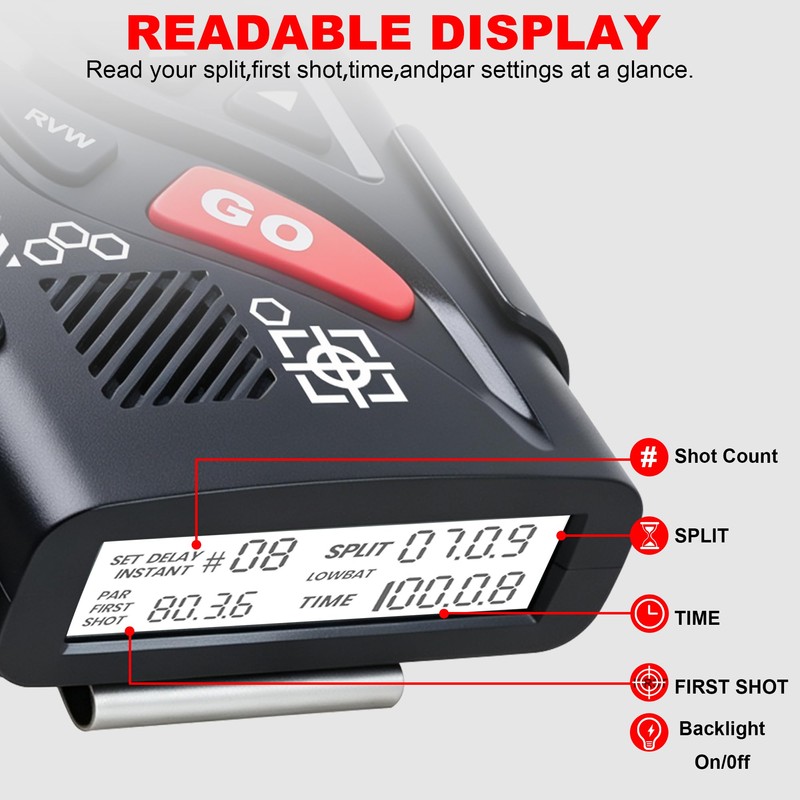 Shot Timer for Shooting Competition, 0.01s Precision Professional Training