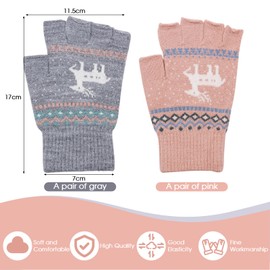 ZYNERY 2 Pairs Half Finger Gloves Women's Winter Gloves Women's Thermal Fingerless Gloves Knitted Warm Fingerless Touch Screen Typing Used for Outdoor Sports, Driving,Office (grey pink)