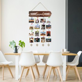 Fosinz Family Picture Frame Collages for Wall Decor Couples Gift Ideas Multi Frames Rustic Hanging Photo Holder Housewarming New Home Gift Adoption Day Gifts (15.75" L x 3.94" W, Dark Brown)