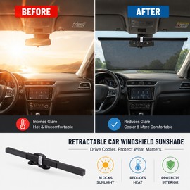 Retractable Car Windshield Sunshade for Parking – Polyester UV Block Front Window Cover for Daily Heat Protection
