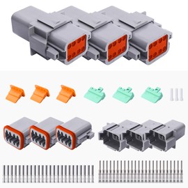 HISports DT Connector Kit 8 Pin Way Sealed Male and Female Auto Waterproof Electrical Wire Connector Plug DT Electrical Wire Connector Plug for Motorcycle, Truck, Car, Boats, Scooter (3 Set)