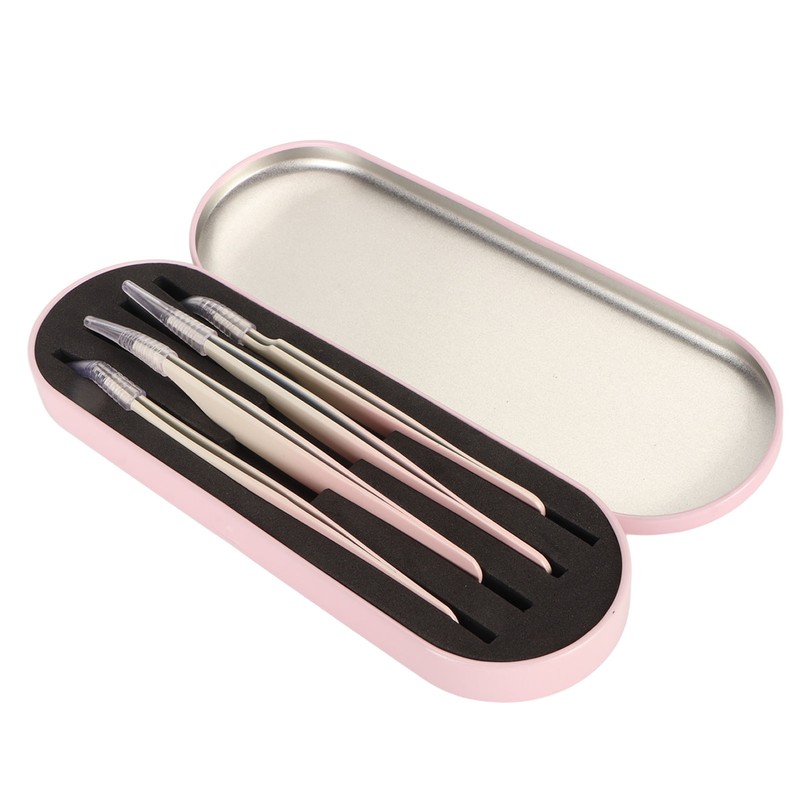 4pcs Eyelash Tweezers Set Stainless Steel False Eyelash Extension Tweezers