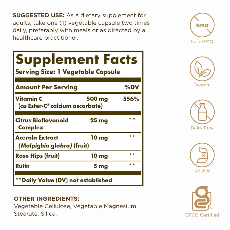 Solgar Ester-C Plus 500 mg Vitamin C (Ascorbate Complex) -