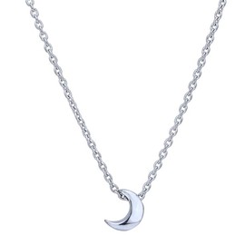 Vanbelle Sterling Silver Jewelry - Rhodium Plated with 925 Stamp - Tiny Sliding Moon Pendant Necklace for Women - 16" long + 2" Extender
