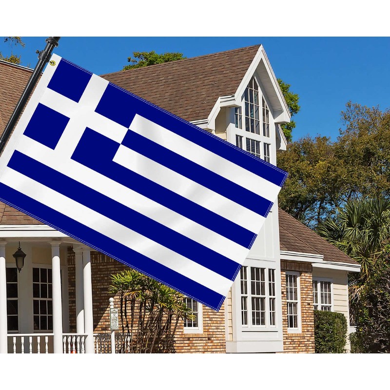 Large Greece Flag,3x5 FT Greek 75D Outdoor Banner,Decor for Garden