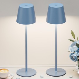 Kakanuo Cordless Table Lamp Rechargeable Blue - KK 2 Pack 5000mAH Battery Operated Lamp for Dining Table, 3 Color Stepless Dimming Wireless Lamp for Counter, Outdoor Patio, Touch Control