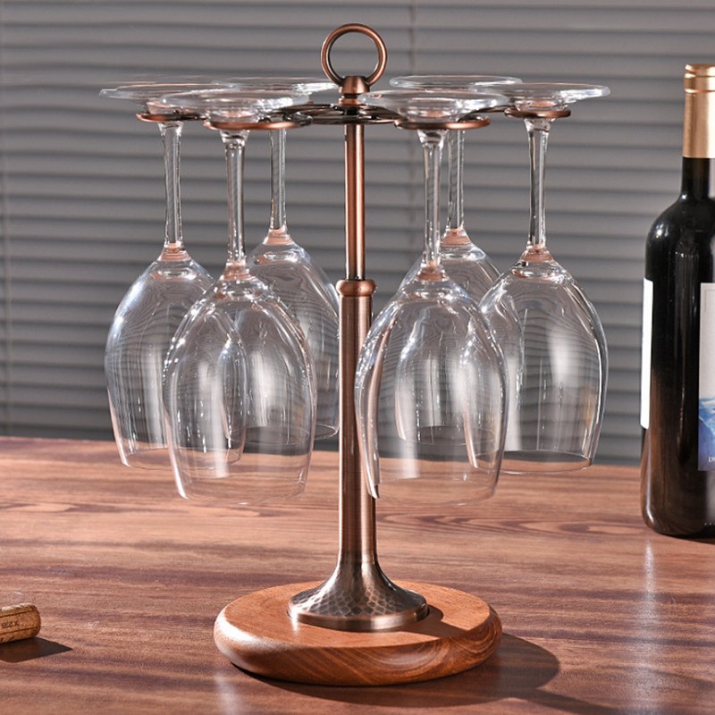 Desktop Iron 6 Bottles Wine Cup Rack Glass Holder Display