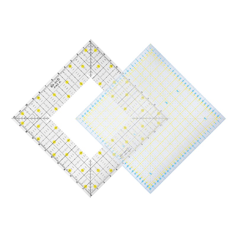 2Pcs Quilting Ruler Square Acrylic DIY Cloth Patch‑Work for Measuring