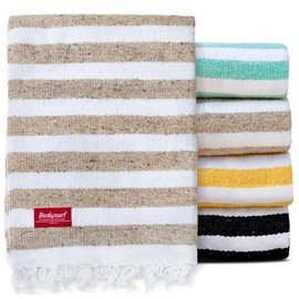 Bodysurf Striped Mexican Blanket, Outdoor Blankets and Throws, Mexican Blankets and Throws, Yoga Blankets, Falsa Blanket, Modern Throw Blanket, Striped Throw Blanket, Woven Blanket, Warm Throw Blanket - Color: Yellow