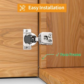 Chibery 6 Pack 1-1/4" Overlay 3D Soft Close Concealed Hinge for Face Frame Door, Self Closing Hidden Satin Nickel, 105° Open Angle Concealed Stainless Steel Hinges for Kitchen Cabinet Door
